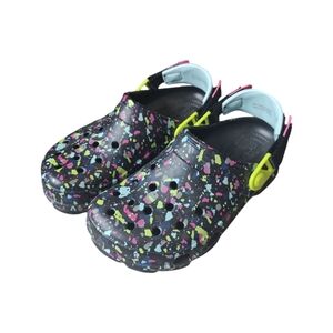 Crocs All Terrain Terrazzo Clogs Black Paint Splatter‎ Neon